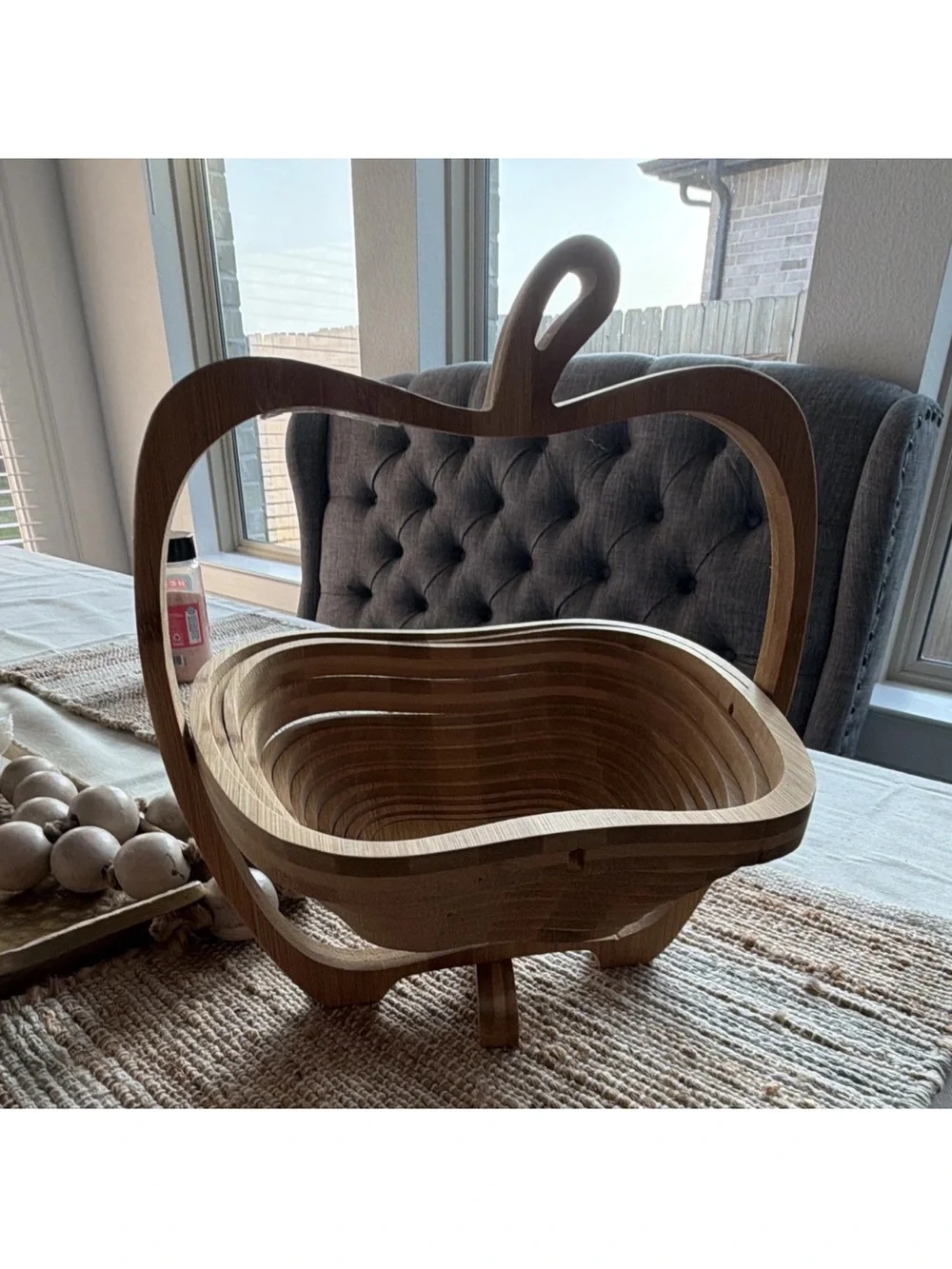Layered Wooden Apple Basket - Natural Wood